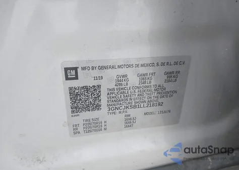 2020 Chevrolet Trax Fwd Ls from USA, damaged, VIN 3GNCJKSB1LL218192